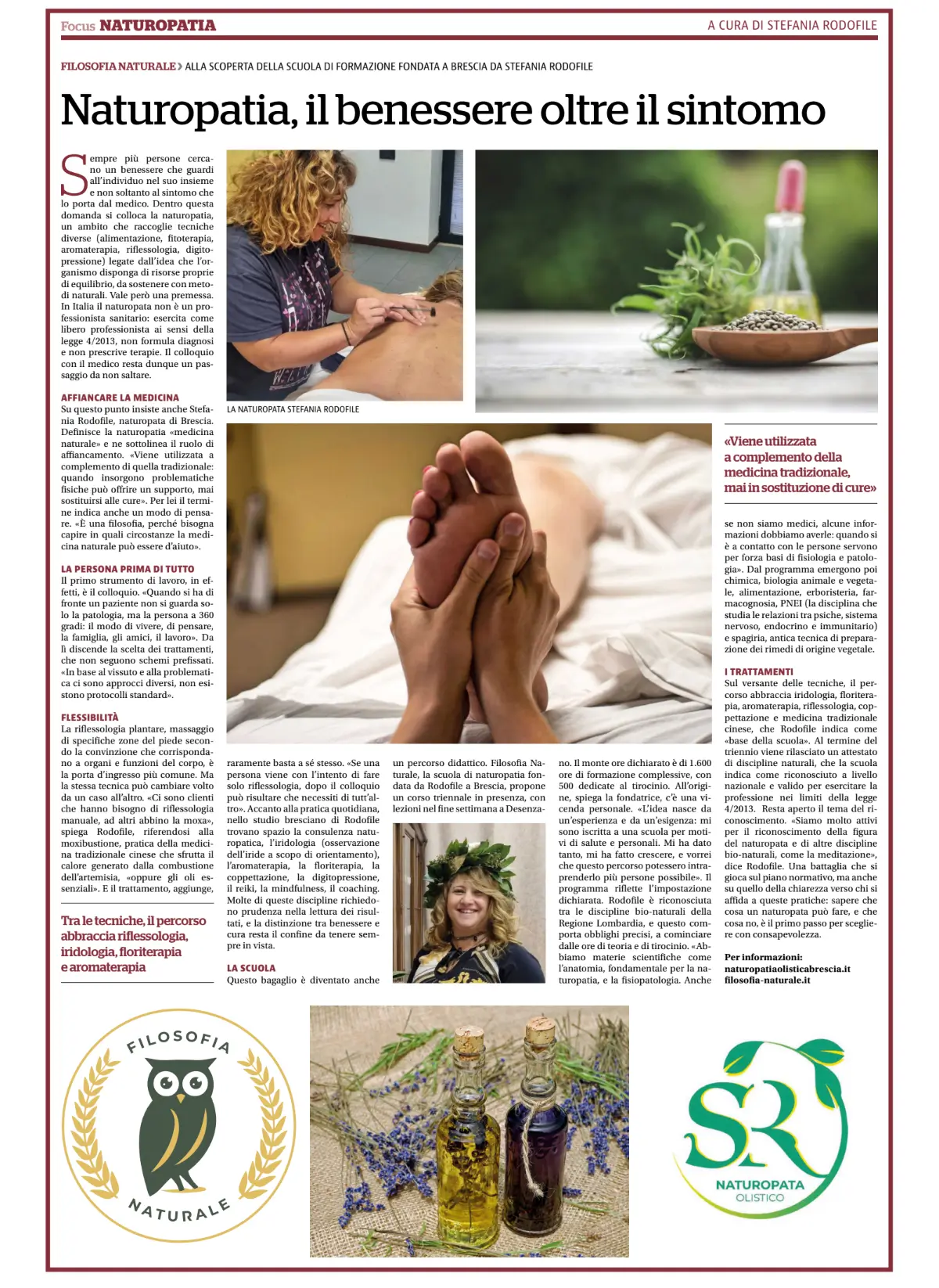 Stefania Rodofile naturopata nel suo studio a Brescia